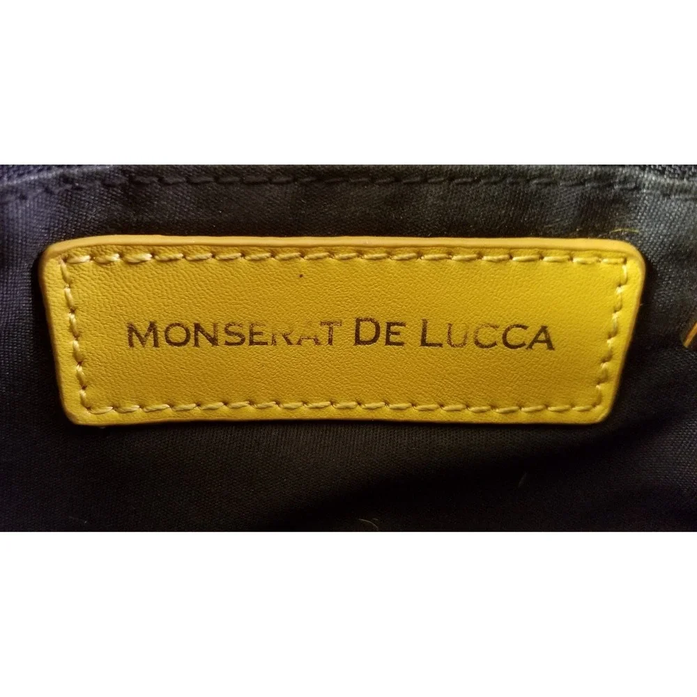 Monserat De Lucca Yellow Calf Hair Leather Wristlet Clutch Bag Card Slots